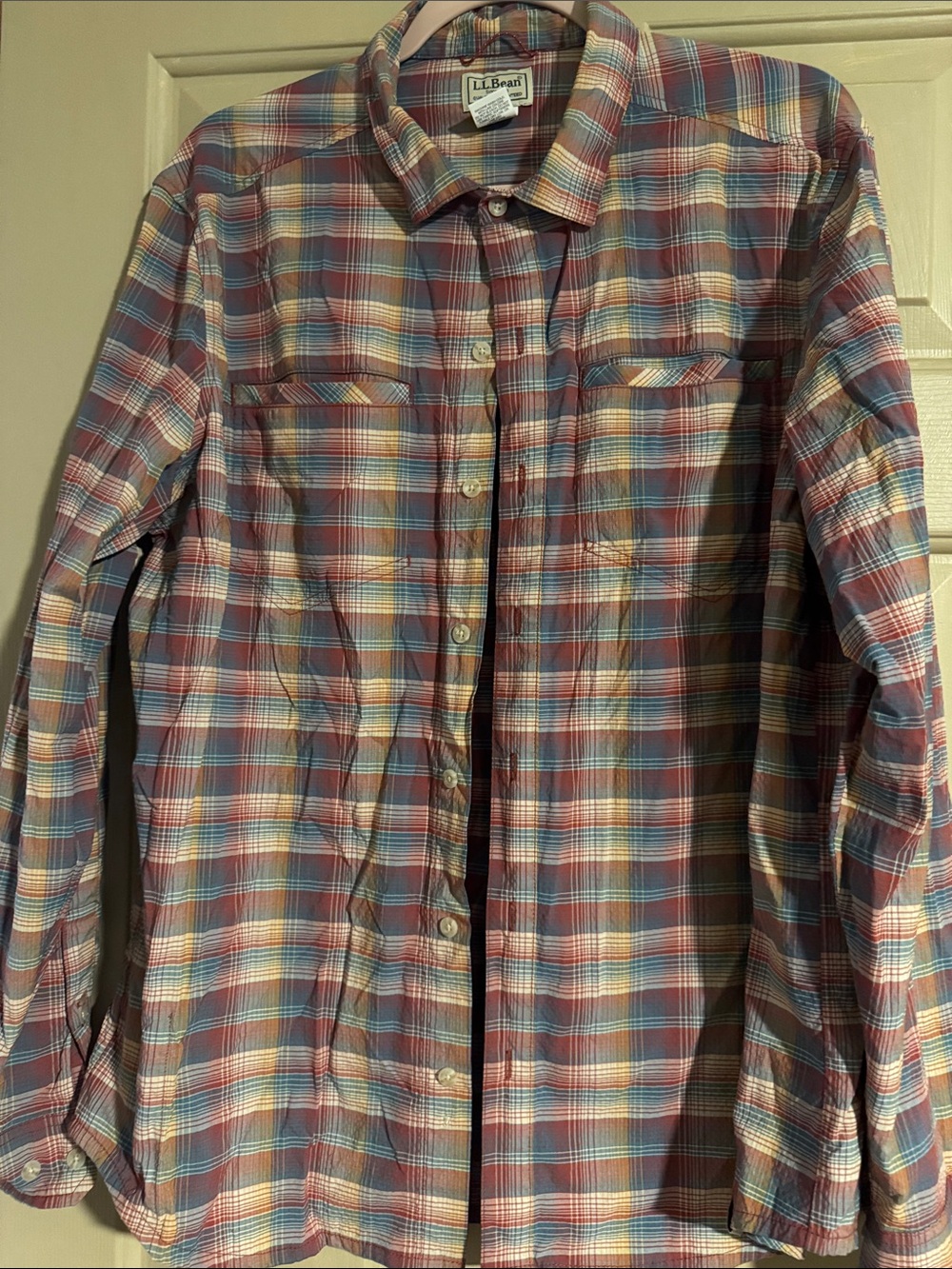 L.L. Bean Men's Plaid Shirt Jacket in Red, Blue & Yellow